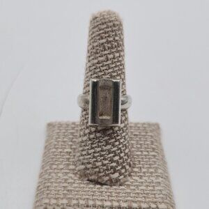 Size 7.75 Sterling Silver Solid Rectangle Shape Rustic Heavy Ring A4009